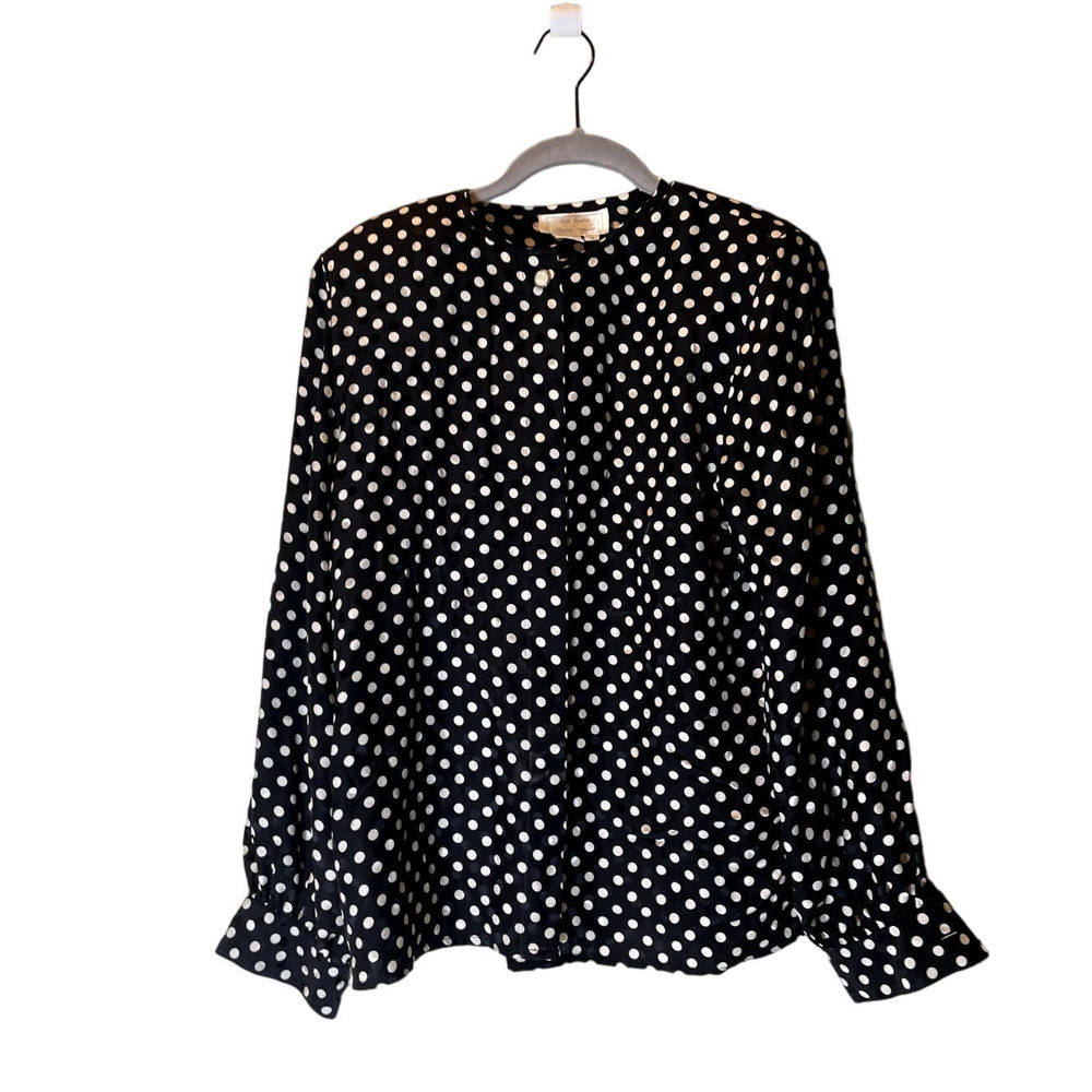 Vintage Silk Studio by Claude Bennett Polka Dot Blouse Top